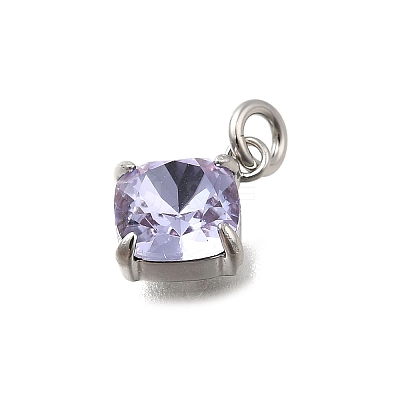 Rhombus Brass with Glass Charms KK-G525-02P-01-1