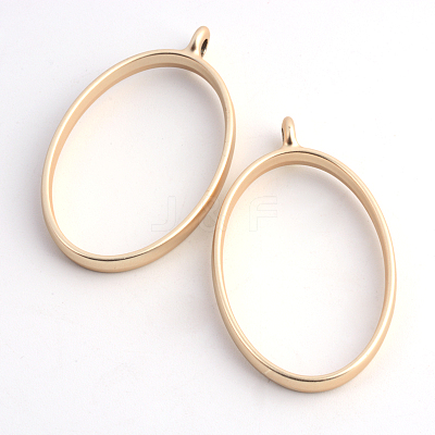 Matte Style Rack Plating Alloy Oval Open Back Bezel Pendants PALLOY-S047-26C-FF-1