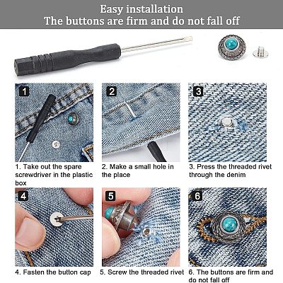 32 Sets 8 Colors Alloy Buttons DIY-NB0007-45B-1