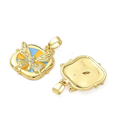 Brass Micro Pave Cubic Zirconia Pendants KK-I371-34G-02-1