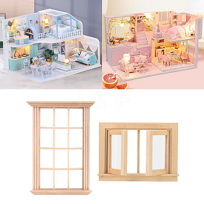 2Pcs 2 Styles Mini-Display Wood Windows DJEW-OC0001-12-1