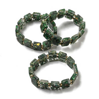 Dyed Natural Imperial Jasper with Resin Beaded Stretch Bracelets BJEW-G698-01A-06-1