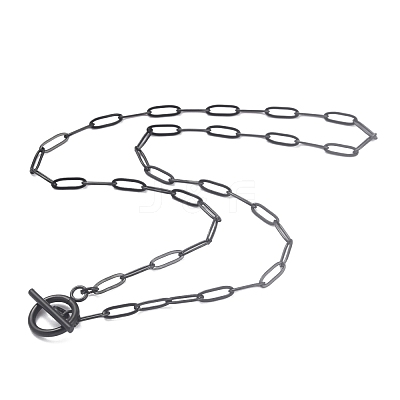 304 Stainless Steel Paperclip Chain Necklaces NJEW-O124-02EB-1