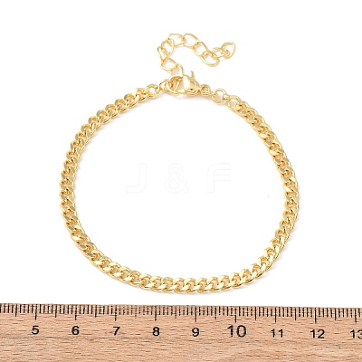 Brass Curb Chain Bracelets for Women BJEW-C140-15G-1