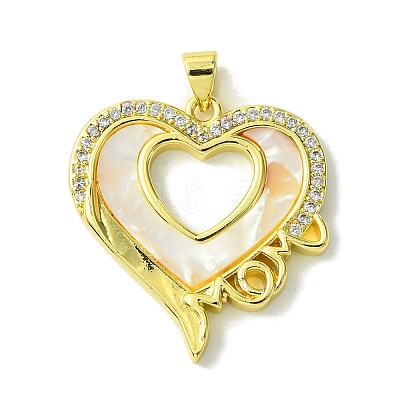 Mother's Day Brass Micro Pave Clear Cubic Zirconia Pendants KK-H472-13G-05-1
