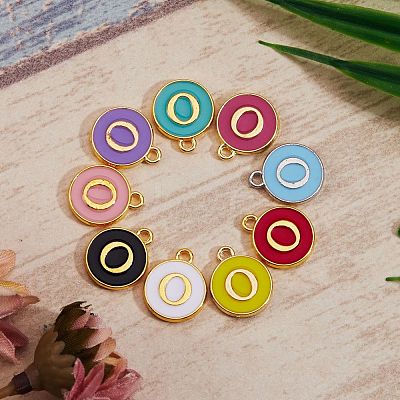 120Pcs 12 Colors Golden Plated Alloy Charms ENAM-SZ0001-64O-1