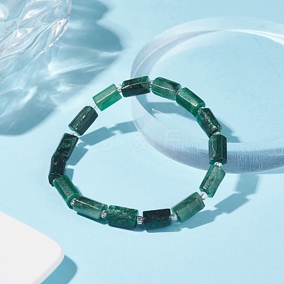 Natural Emerald Column Beaded Stretch Bracelet BJEW-JB07902-1