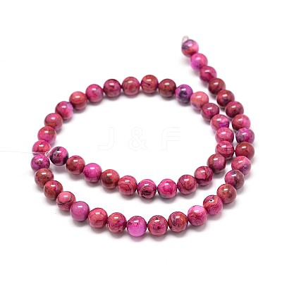 Natural Dyed Crazy Agate Round Bead Strands G-P075-19-8mm-01-1