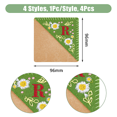 4Pcs 4 Style Felt Embroidery Bookmarks FIND-HY0003-46R-1