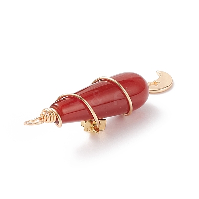 Dyed Natural Carnelian Big Pendants PALLOY-JF01866-03-1