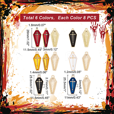 48Pcs 6 Colors Alloy Enamel Pendant ENAM-GA0001-03-1