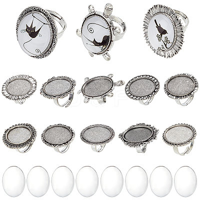 DIY Blank Dome Finger Rings Making Kit DIY-SC0022-24-1