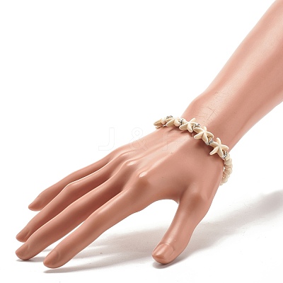 Synthetic Turquoise Starfish Stretch Bracelet BJEW-JB07702-04-1