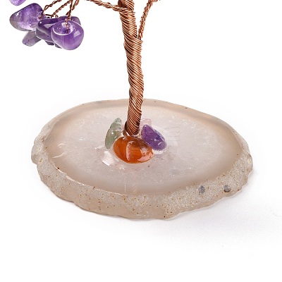 Natural Amethyst Chips & Agate Pedestal Display Decorations DJEW-A001-04J-1