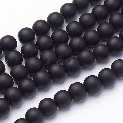 Synthetic Black Stone Beads Strands X-G508-6-1