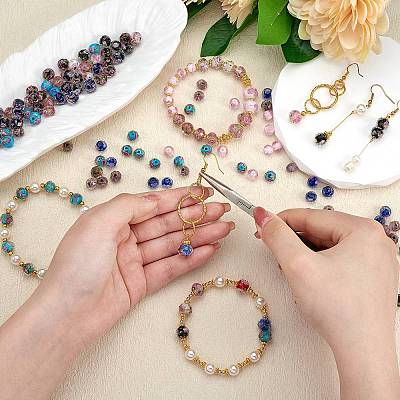 60pcs 5 Colors Handmade Gold Sand Lampwork Beads LAMP-SZ0001-19-1