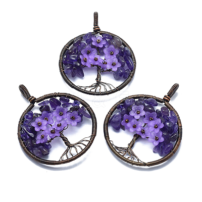 Natural Amethyst Pendants G-E529-A02-1
