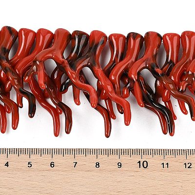 Opaque Acrylic Imitation Coral Beads Strands SACR-P033-02B-06-1