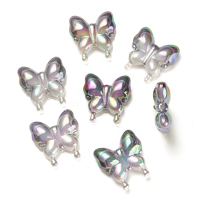 UV Plating Rainbow Iridescent Acrylic Beads OACR-G012-09-1