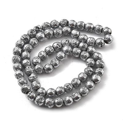 Electroplated Natural Lava Rock Beads Strands G-A251-B01-01C-1