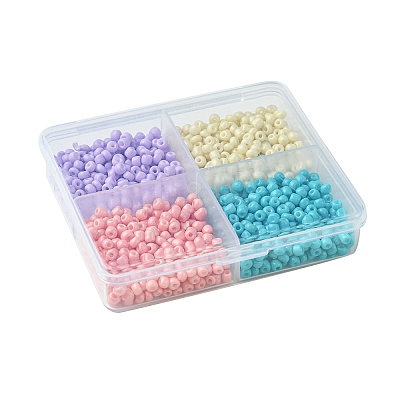 800Pcs 4 Styles Mixed Styles 8/0 Glass Round Seed Beads SEED-FS0001-18C-1