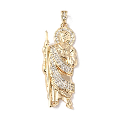 Brass Clear Cubic Zirconia Pendants KK-Z050-03G-04-1