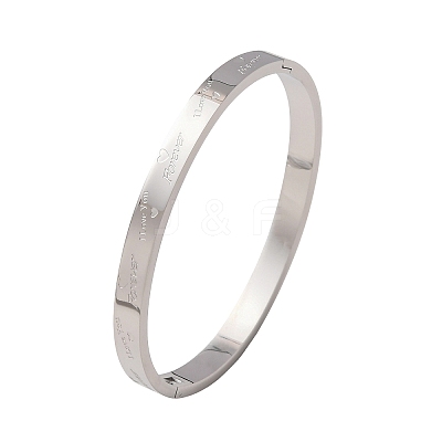 Engraved 304 Stainless Steel Hinged Bangles for Women BJEW-K307-01P-1
