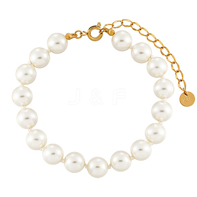 Elegant Imitation Pearl 304 Stainless Steel Round Beads Bracelets for Women IR2181-1