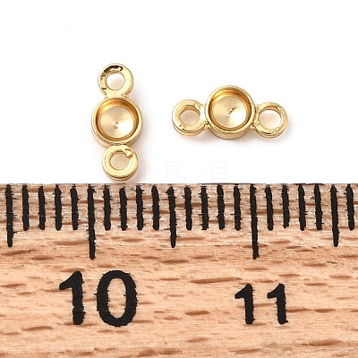 Flat Round Brass Rhinestone Connecter Settings KK-P340-06A-G-1