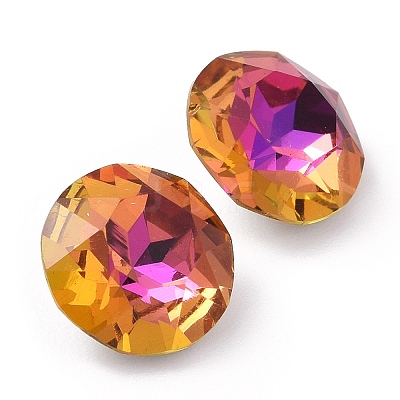 Pointed Back & Back Plated Glass Rhinestone Cabochons RGLA-J012-10mm-001VB-1