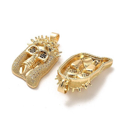 Brass Micro Pave Cubic Zirconia Pendants KK-K355-24G-1