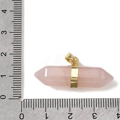 Natural Rose Quartz Double Terminal Pointed Pendants G-NH0001-15G-07-1