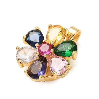 Brass Pave Colorful Cubic Zirconia Pendants CU-CBAF7AF-03B-G-1