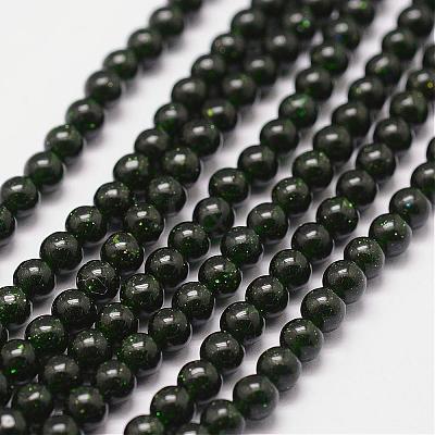 Synthetic Green Goldstone Beads Strands G-N0178-02-4mm-1
