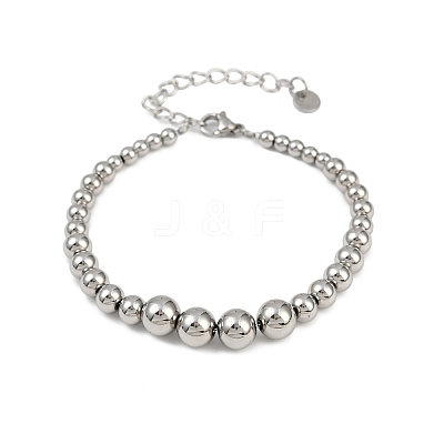 304 Stainless Steel Beaded Bracelets for Women BJEW-Z136-02P-1