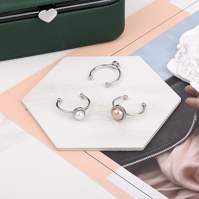 9Pcs 3 Styles 304 Stainless Steel Cuff Pad Ring Settings STAS-PJ0001-16P-1