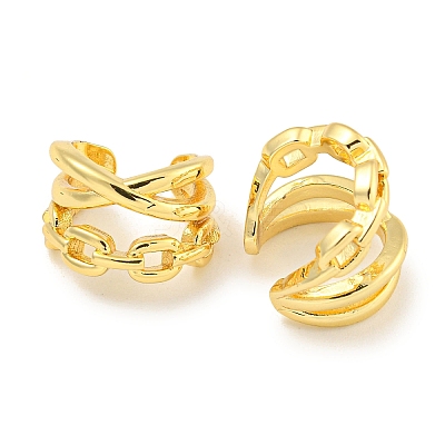 Brass Cuff Earrings EJEW-C104-153G-1