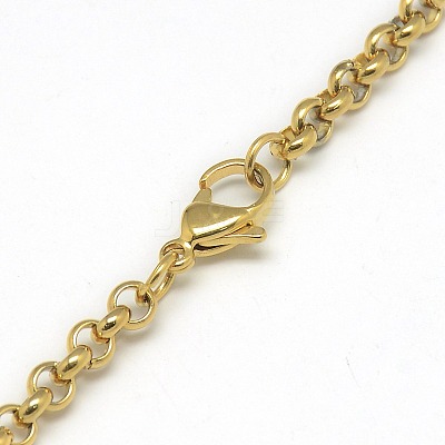 Trendy Unisex 201 Stainless Steel Cross Rolo Chain Necklaces NJEW-L043B-09G-1