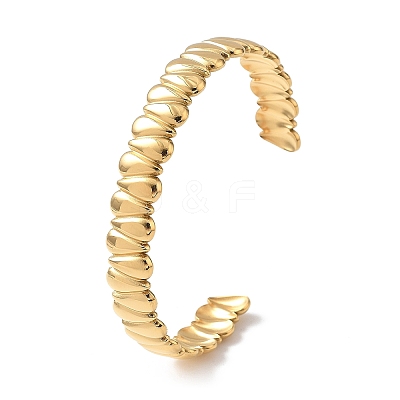 Ion Plating(IP) 304 Stainless Steel Cuff Bangles for Women BJEW-Z078-13G-1