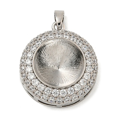 Brass Micro Pave Clear Cubic Zirconia Pendants KK-N254-118P-02-1