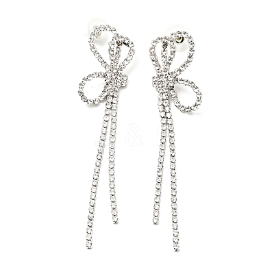 Crystal Rhinestone & Clear Cubic Zirconia Stud Earrings EJEW-C037-01F-P-1