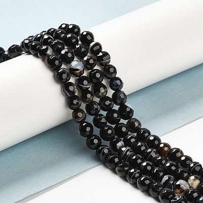 Natural Black Agate Beads Strands G-A246-8mm-04-1