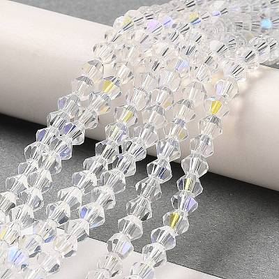 Transparent Electroplate Glass Beads Strands GLAA-F029-4mm-D13-1
