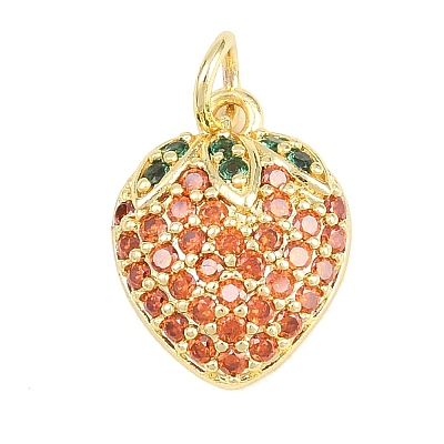 Brass Micro Pave Clear Cubic Zirconia Pendants KK-F938-18G-1