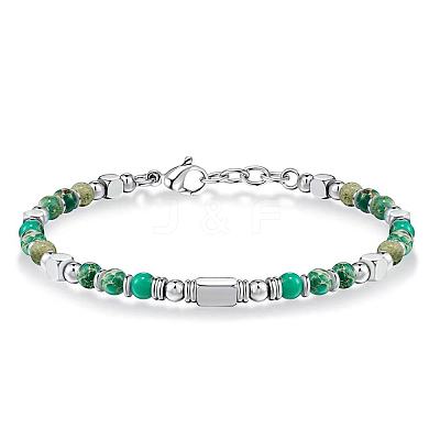 Adjustable 304 Stainless Steel Gemstone Beaded Bracelets FS-WG23DE2-03-1