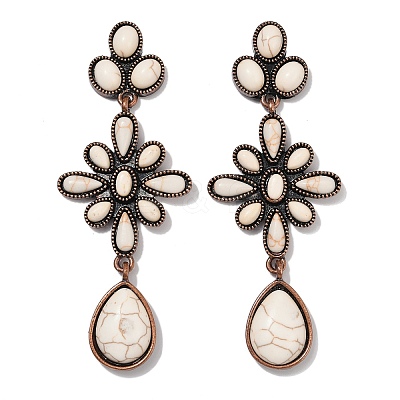 Alloy Synthetic Turquoise Dangle Stud Earrings EJEW-U053-06R-1