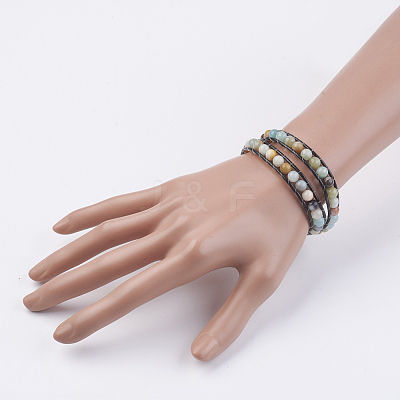 Natural Gemstone Wrap Bracelet BJEW-JB03613-1