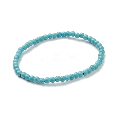 Synthetic Turquoise Beaded Stretch Bracelets BJEW-D446-A-18-1