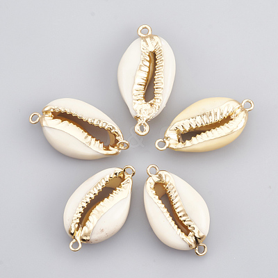 Electroplate Cowrie Shell Links connectors SHEL-S274-31-1