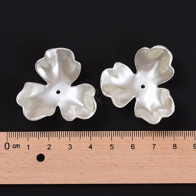 3-Petal Flower ABS Plastic Imitation Pearl Bead Caps X-OACR-R016-05-1